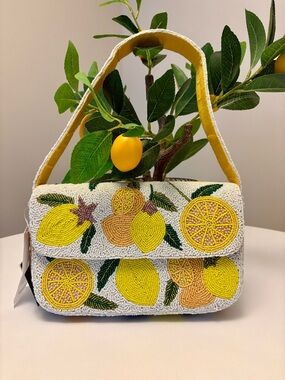 NWT America & Beyond Beaded Lemon Shoulder Bag